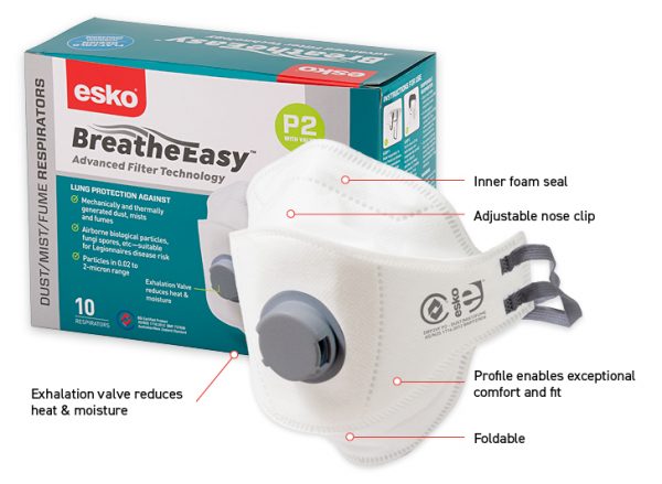 Esko Breathe Easy P2 Flat Fold Mask with Valve