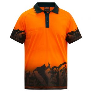 Bison Mountain Peak Orange Polo Day Only Polyester