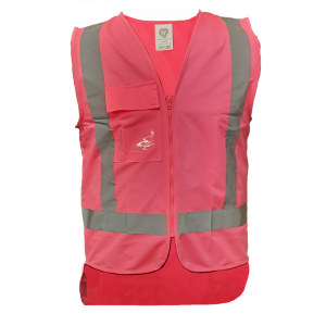 Caution Hi Vis Taped Basic Safety Vest Pink