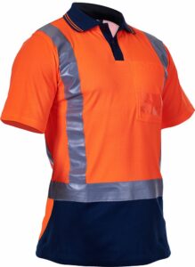 Polo Cotton Back Hi Vis D/N, Orange/Navy or Yellow/Navy