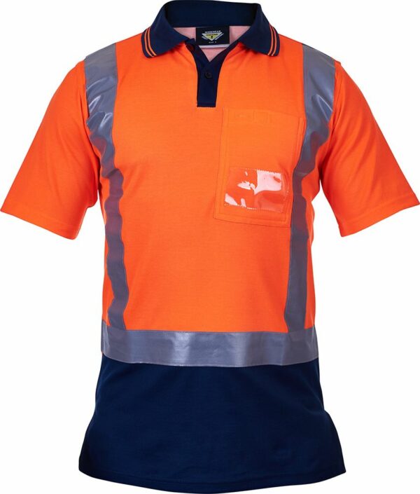 Polo Cotton Back Hi Vis D/N, Orange/Navy or Yellow/Navy - Image 2
