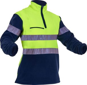 Caution Polar Fleece Day Night 1/2 Zip 380gsm Yellow/Navy