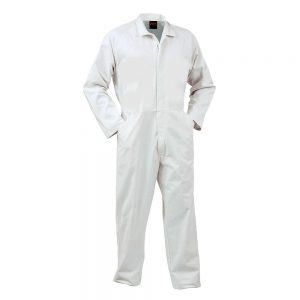 Bison Overalls White Long Sleeve Food Industry  Polycotton 190gsm
