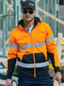 Bisley Fleece Hoodie with Sherpa Lining Hi Vis Taped