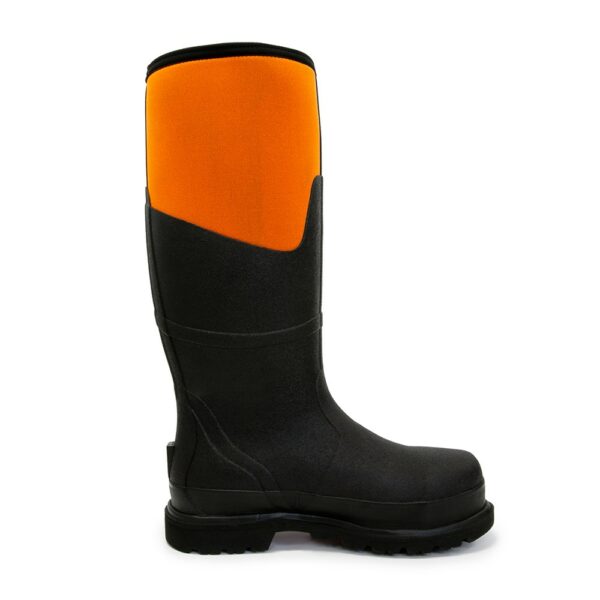 Bison Neoprene Safety Gumboot - Rubber/Neo Black/Orange - Image 5