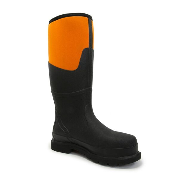 Bison Neoprene Safety Gumboot - Rubber/Neo Black/Orange - Image 4