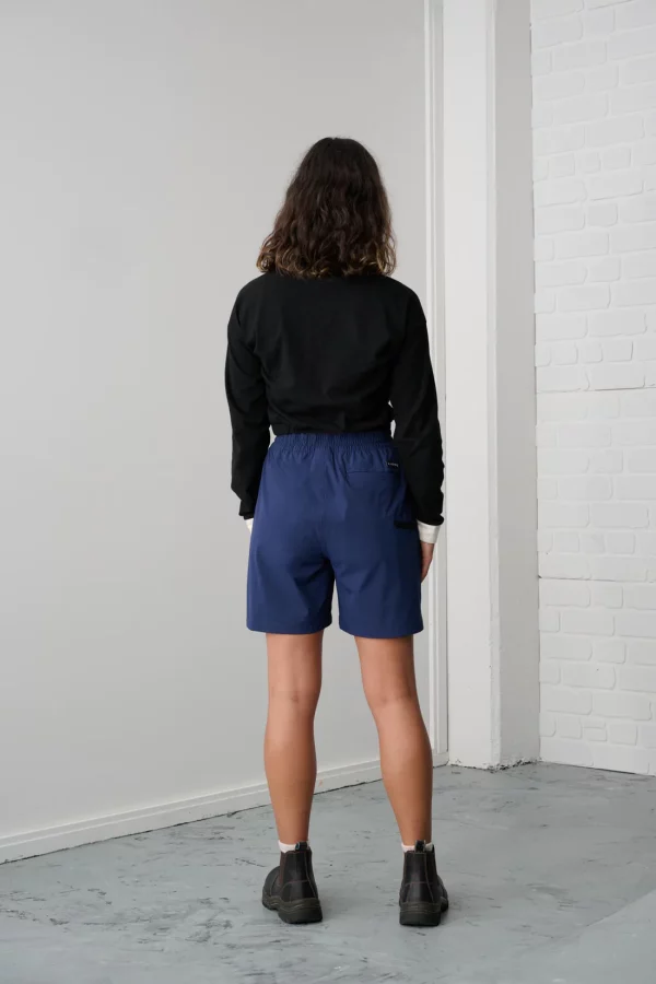 XDMG Women's Elastic Waist Work Shorts - Black, Navy, Stone - Image 6