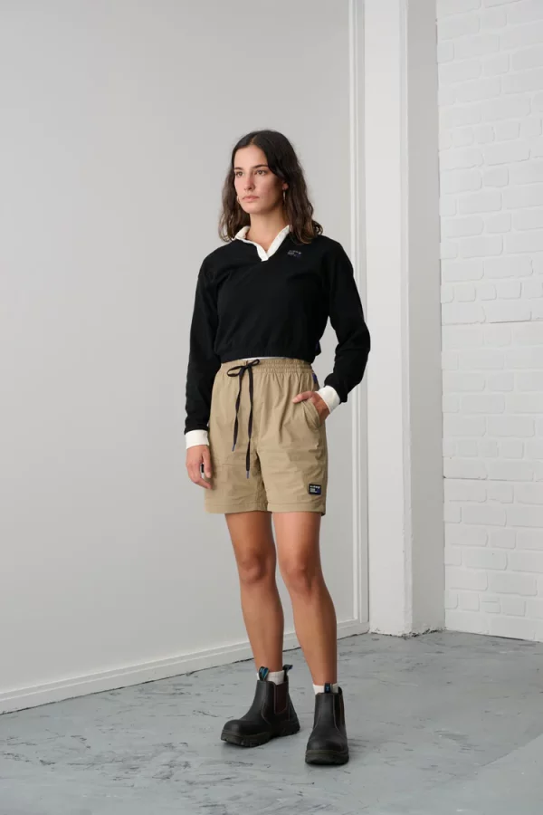 XDMG Women's Elastic Waist Work Shorts - Black, Navy, Stone - Image 11