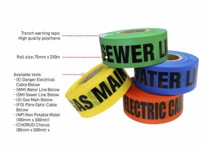 Trench Warning Tape 75mmx250m SEWER LINE BELOW