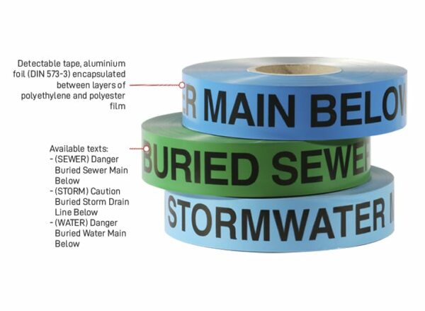 Trench Tape Sewer Below Detectable Foil 50mmx304m - Image 2