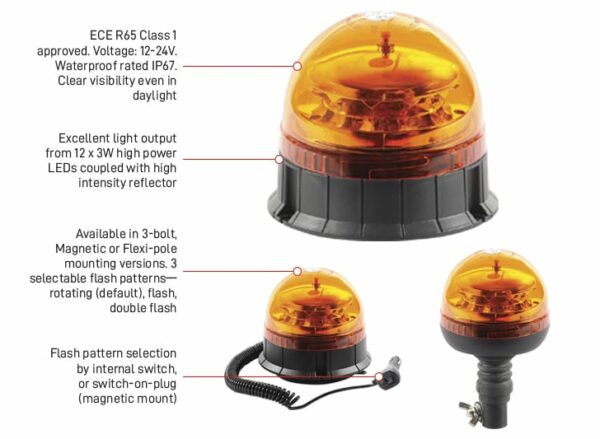 Esko LED Beacon Altiflash - Warning Beacon Flexi Pole Mount - Image 2