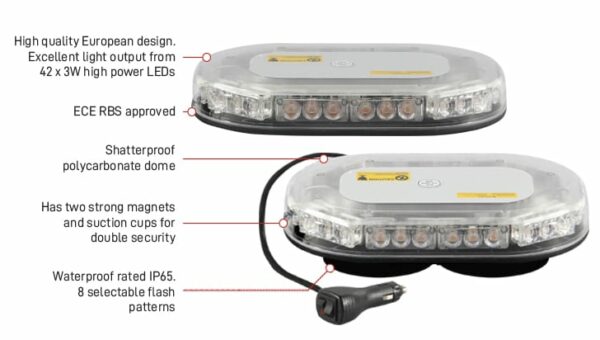 Esko Reflex LED Lightbar AMBER Class 2 Permanent Mount - Image 2