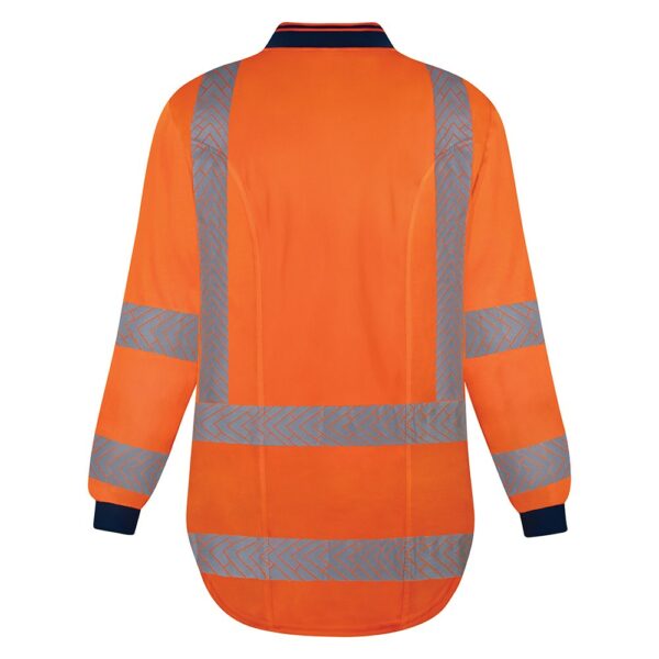 Bison TTMC Cotton Backed Polo, Long Sleeve Orange - Image 2