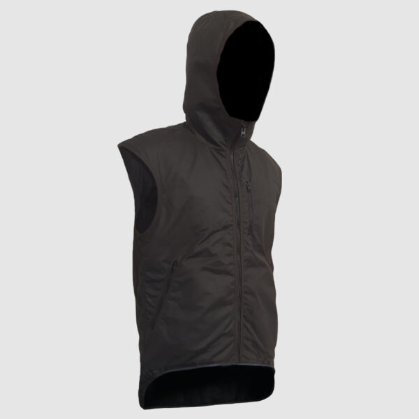 Styx Mill Oilskin Hoodie Vest Brown Fur Lined 23SP