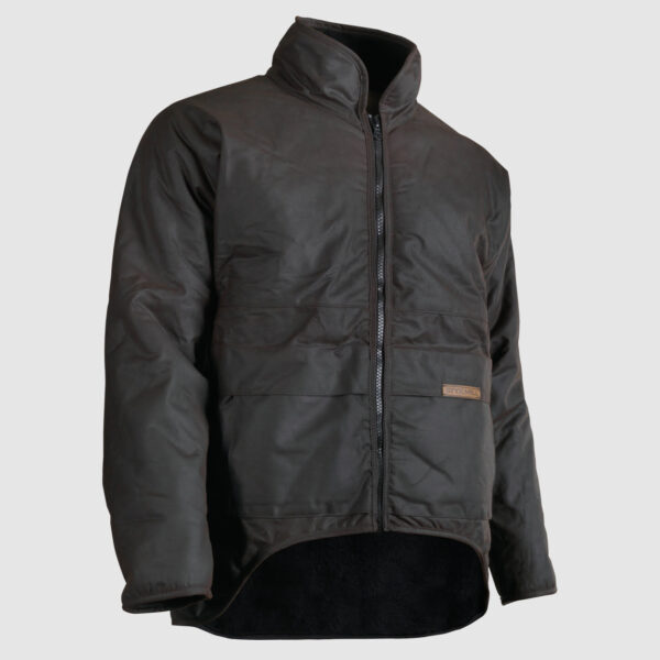 Styx Mill Oilskin Jacket Brown Fur Lined Long Sleeve 23LS