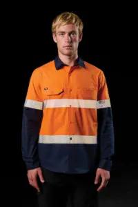 FXD Shirt Hi Vis Vented Stretch Long Sleeve Work Shirt LSH-4T