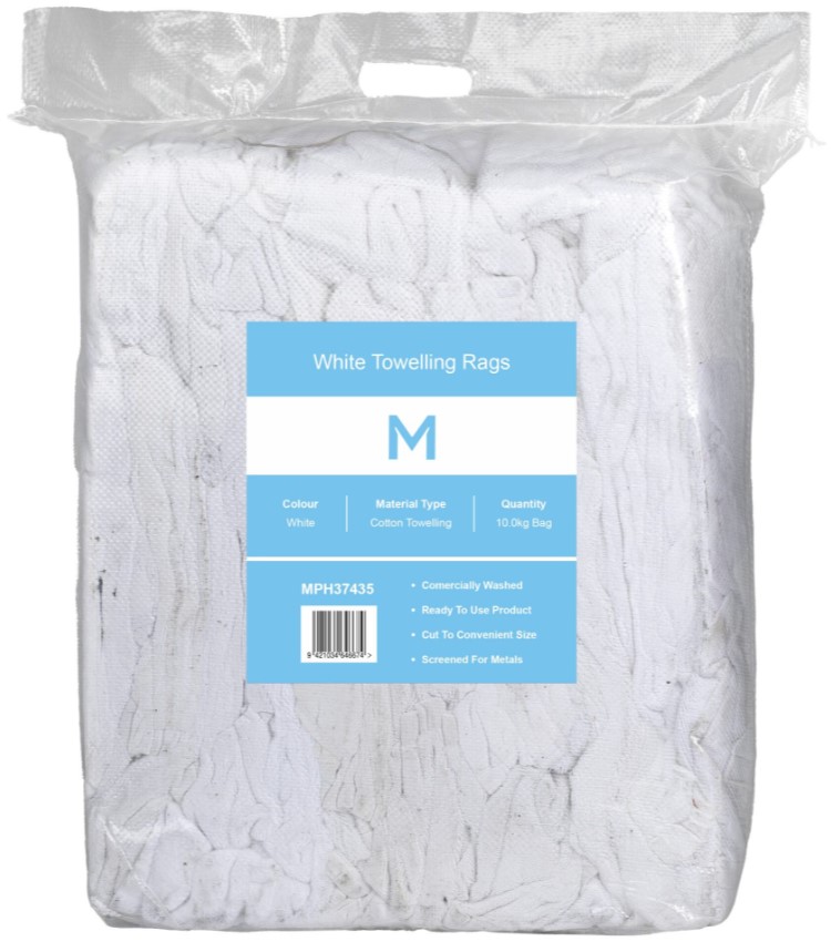 Rags White Towelling 10kg - Premium