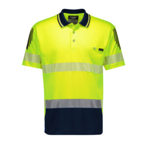 Syzmik Polo Mens Tellow Navy Taped