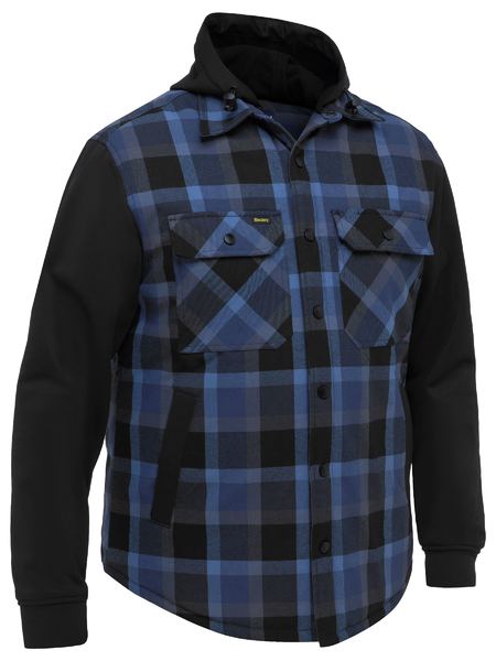 Bisley Contrast Check Hooded Shirt 300gsm - Image 2
