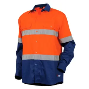 Stoney Creek Work Shirt Hi Vis Orange/Navy