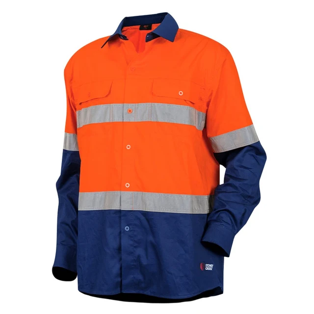 Stoney Creek Work Shirt Hi Vis Orange/Navy